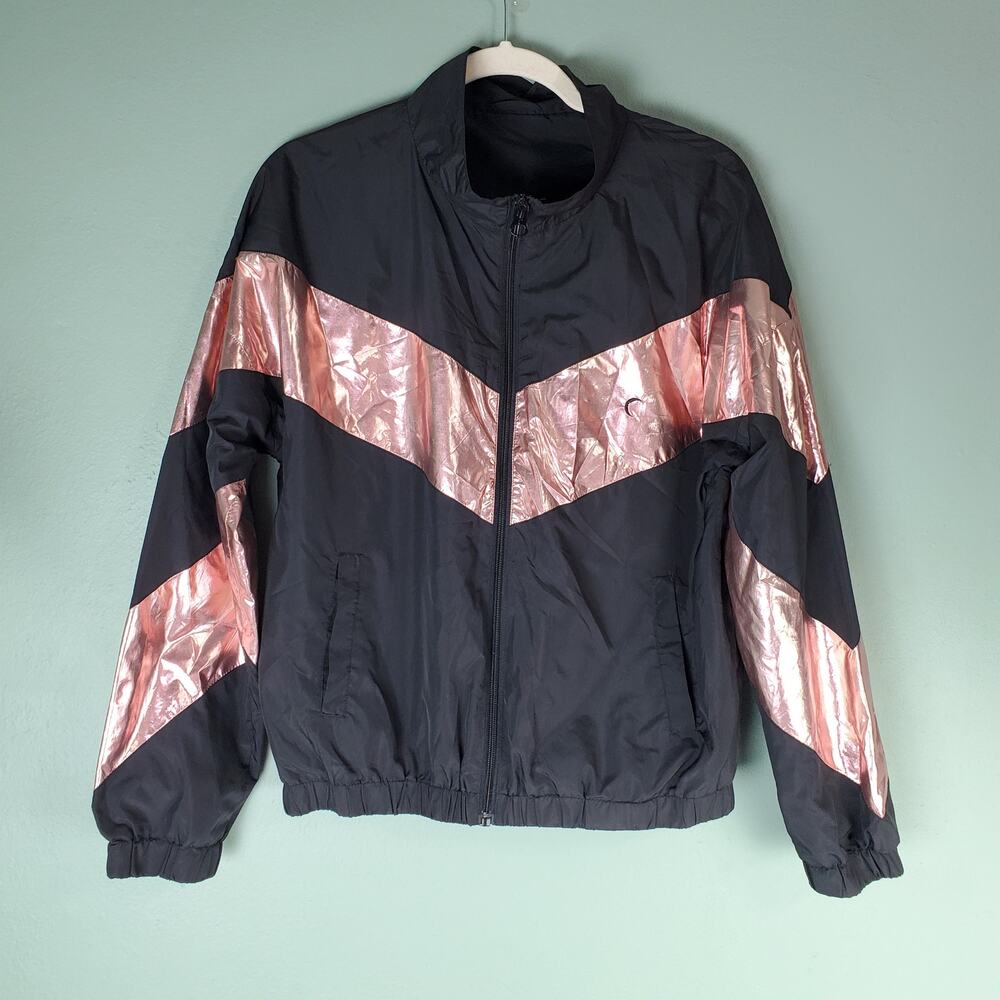 Zyia Active Womens Pink Shine Block Jacket Black and Rose Gold Size Medium